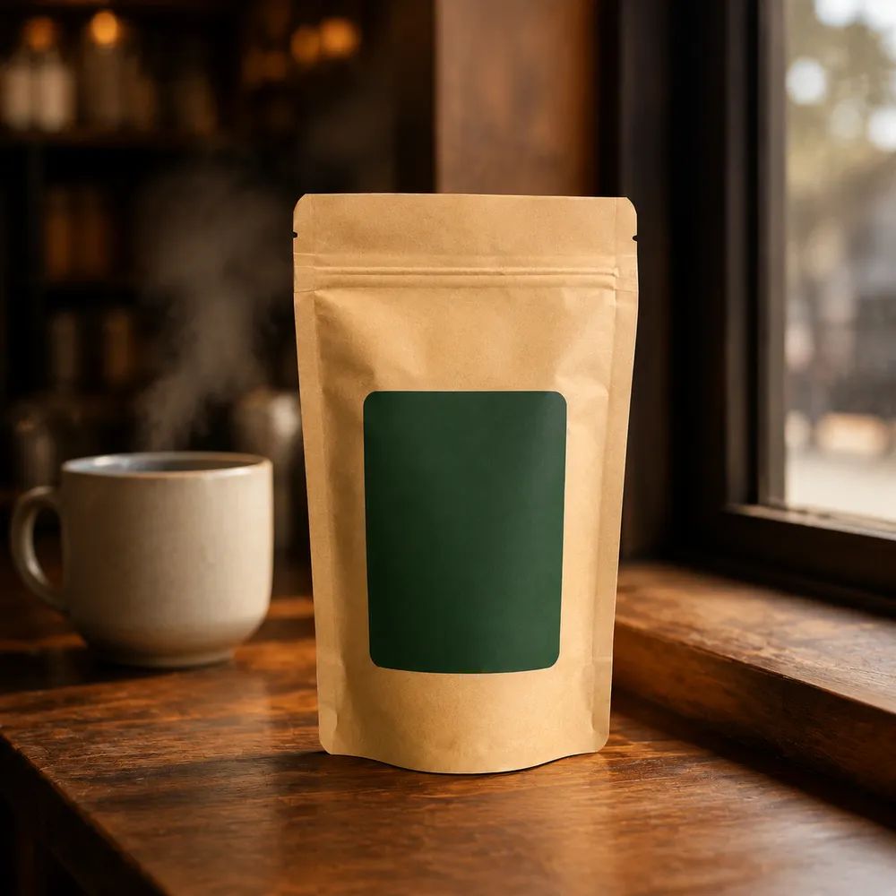 Coffee product in a coordinated lifestyle palette