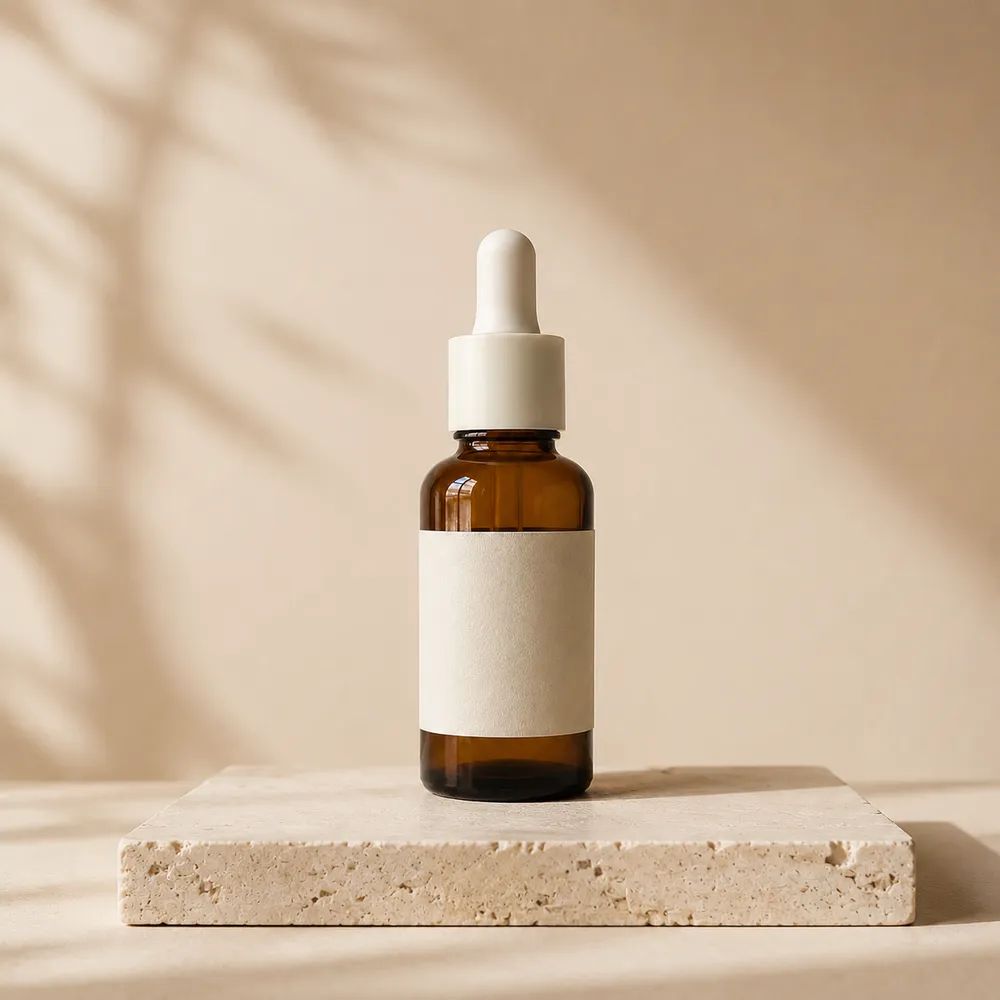Skincare product in a colored studio setting