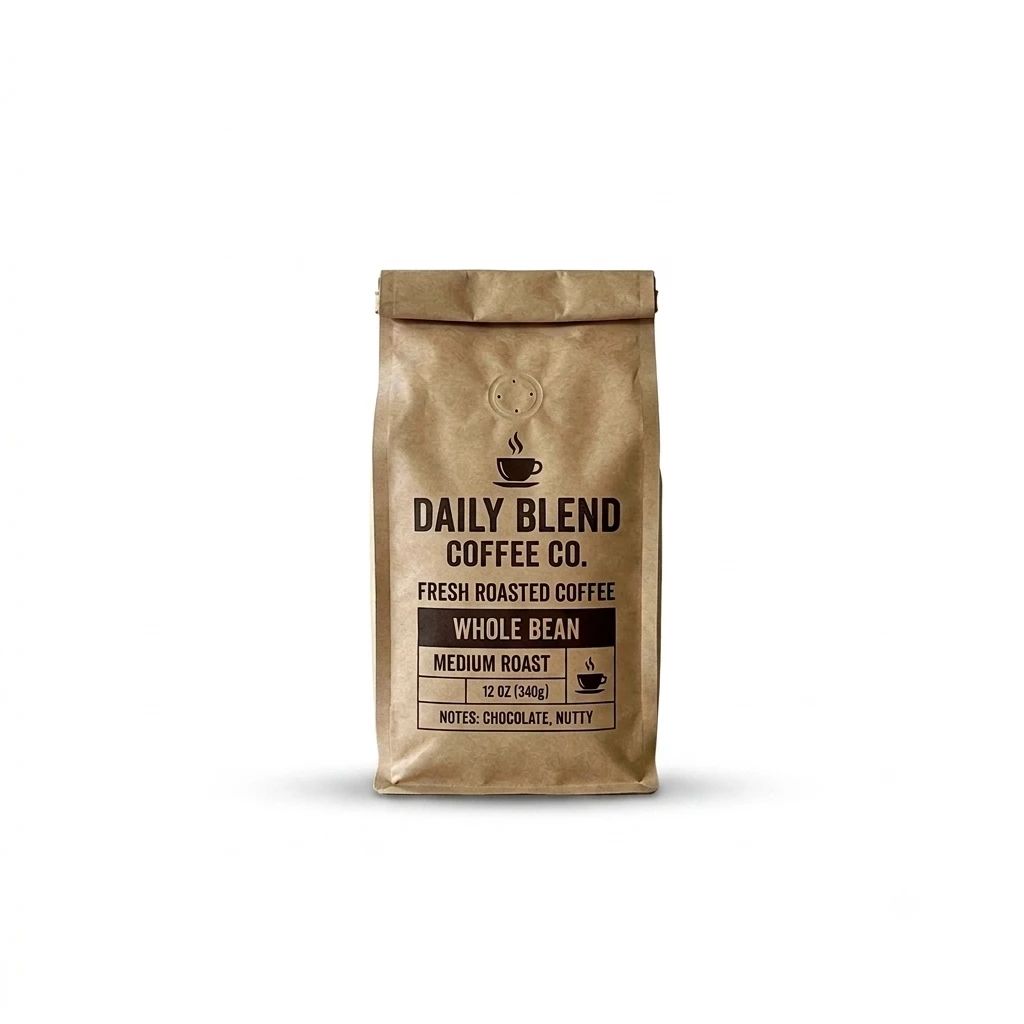 The same coffee pouch prepared as a white-background marketplace image