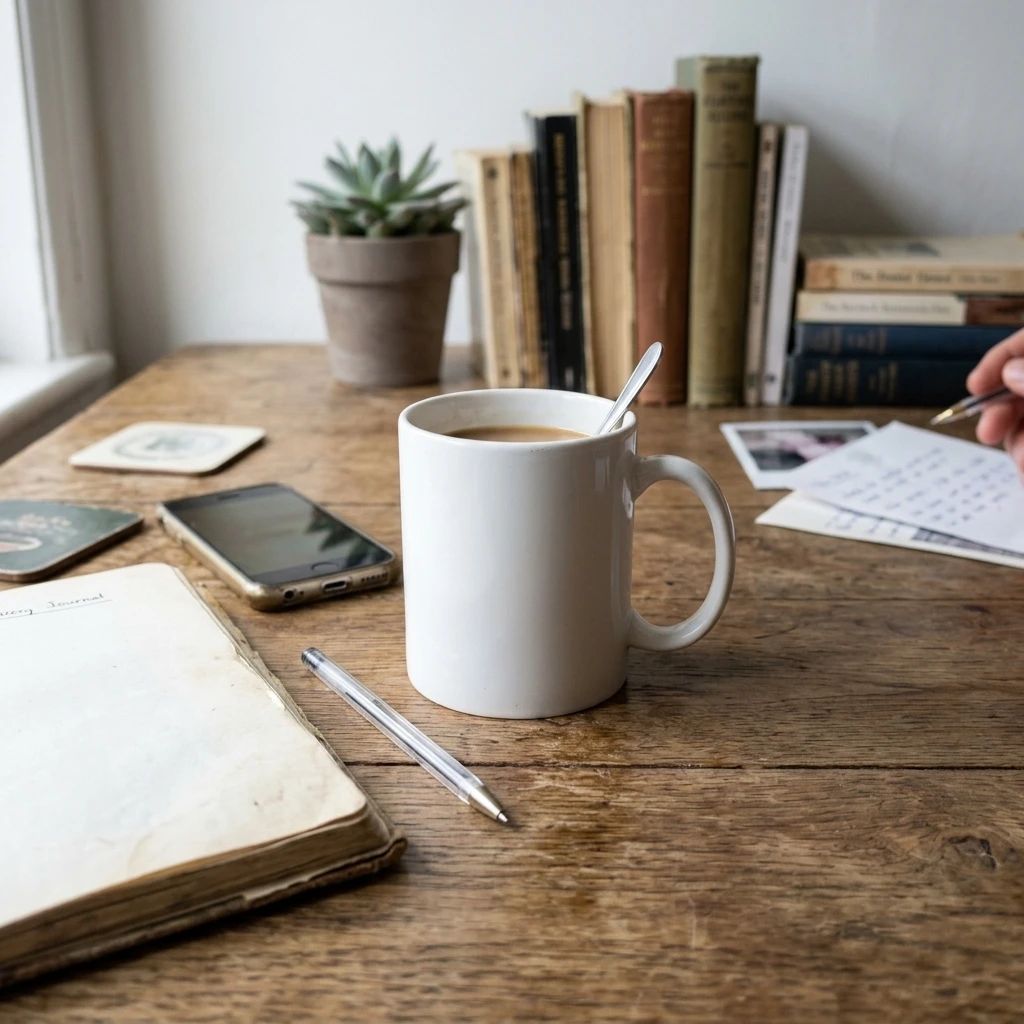 Coffee mug in a cozy lifestyle scene
