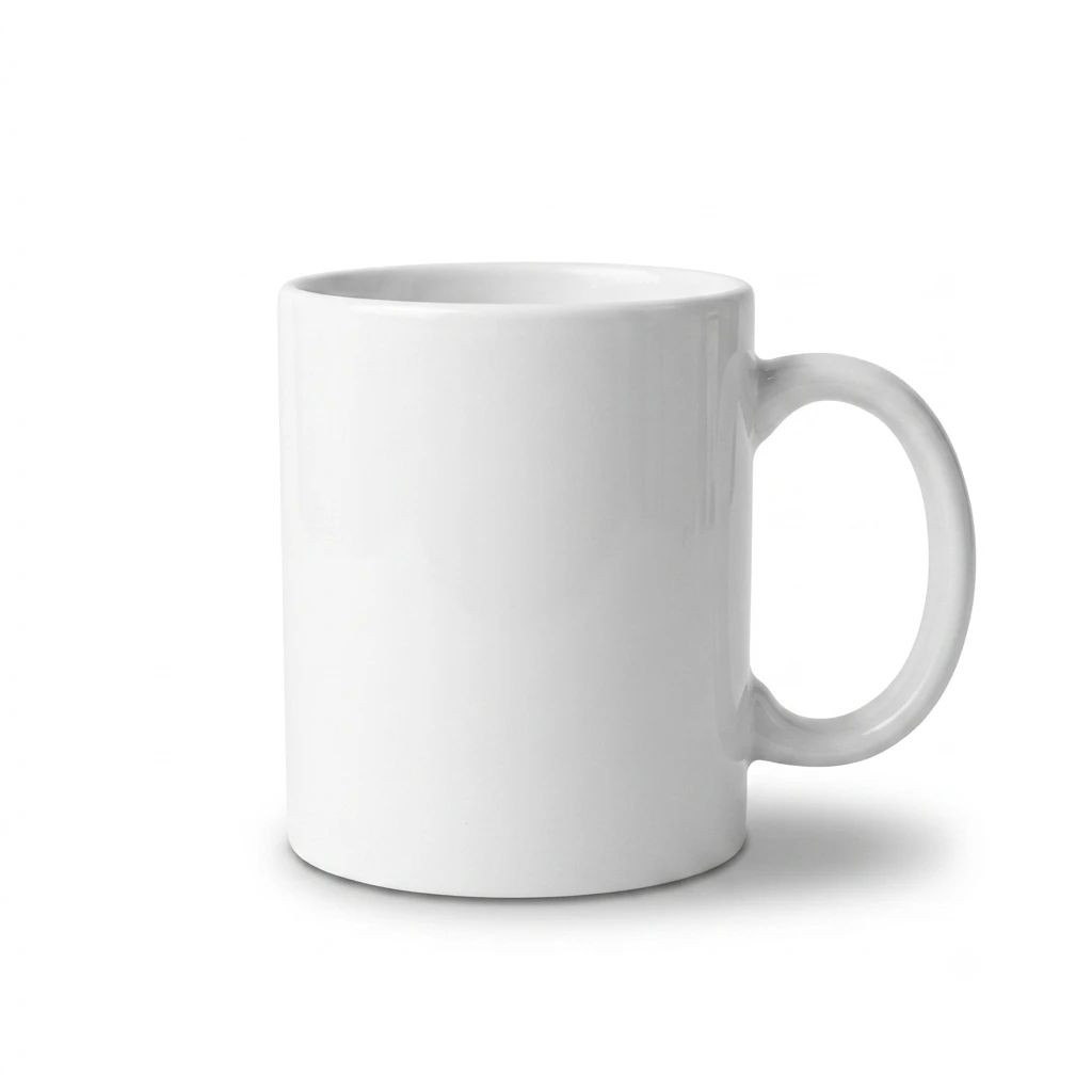 White-background ceramic mug image in a batch workflow