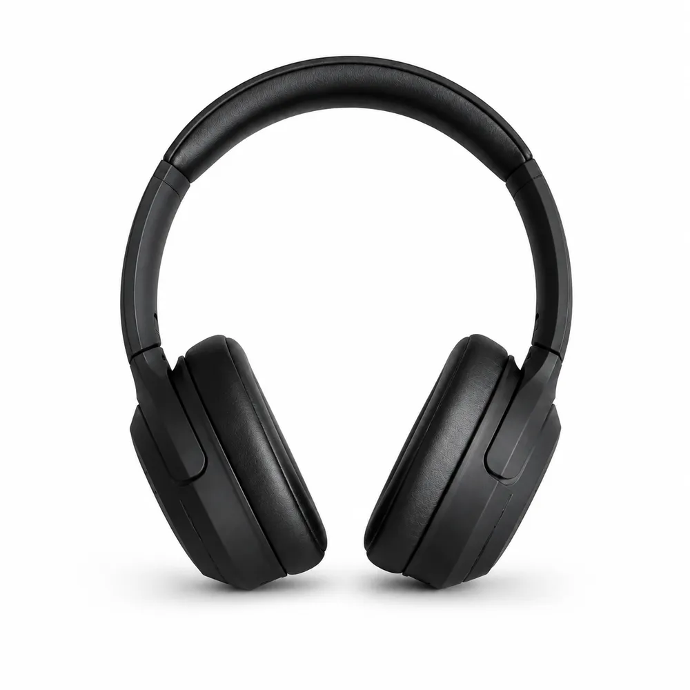 Black over-ear headphones on a clean white background